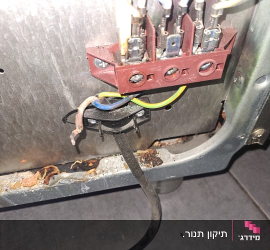 חיבורי חשמל ותשתית מתכתית עם חוטים חשופים